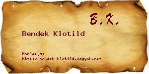 Bendek Klotild névjegykártya